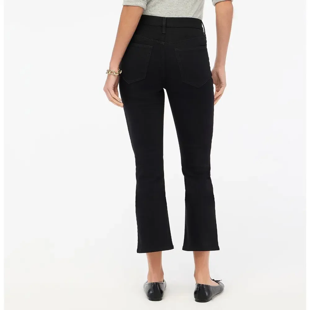 J.Crew Petite Flare Crop Jean All Day Stretch Black Mid Rise Classic US 24P NWT